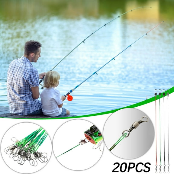 Pounoo Clearance Items 20Pcs Fishing Line Stainless Steel Wire with Rotary Joint High-Strength Fishing Line Lead, Nylon Coating, Used To Connect Fishing Gear, Bait Device Or Hook 15CM