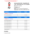 thumbnail image 2 of Accessory Drive Belt - Compatible with 1998 - 2000 Honda Civic 1.6L 4-Cylinder 1999, 2 of 2