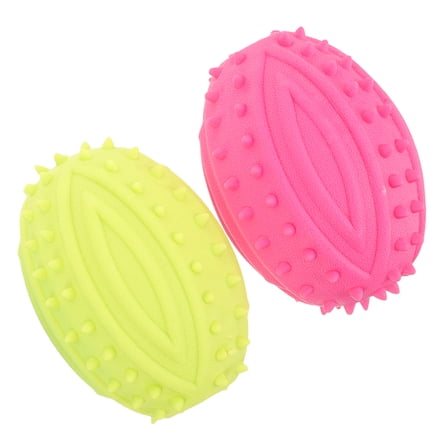 EXHUMKY Tpr Squeaky Rugby Ball for Puppies and Small Dogs 2Pcs