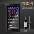 thumbnail image 3 of HOMCOM 33 Bottle Wine Cooler, Mini Beverage Fridge, Freestanding Wine Cellar with Digital Temperature Control, 6 Removable Shelves, Glass Door, Alarm Function and LED Lighting, Black, 3 of 9
