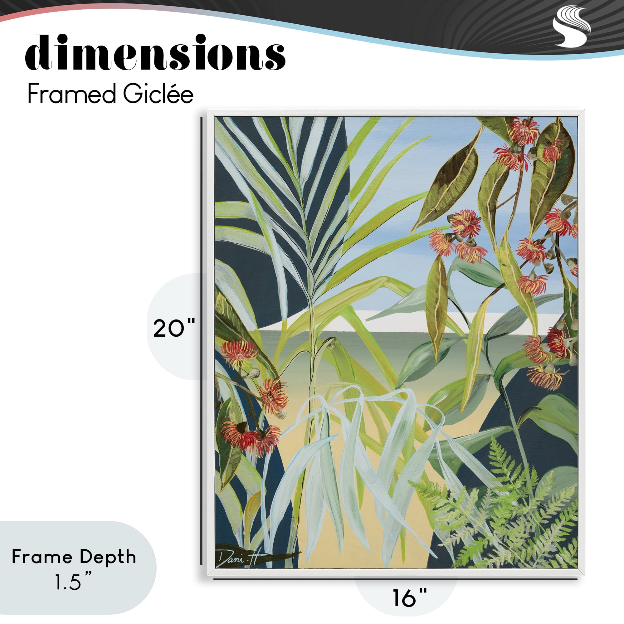 Stupell Industries Coastal Morning Leaves White Framed Giclee Art, design by Dani Heyward