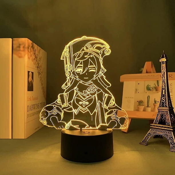 Yanfei Genshin Impact Led 3d Lámpara Lllusion Light Lámpara de escritorio Anime japonés Luz para dormitorio infantil Decoración Luz nocturna Regalo de cumpleaños Manga Gadget Feliz Sencillez