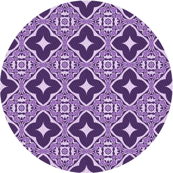 Ahgly Company Machine Washable Indoor Round Transitional Bright Purple Area Rugs, 7' Round