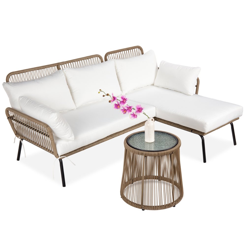 Best Choice Products Outdoor Rope Woven Sectional Patio Furniture LShaped Conversation Set w