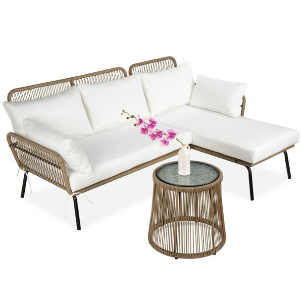 Best Choice Products Outdoor Rope Woven Sectional Patio Furniture LShaped Conversation Sofa Set