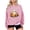 Pink, variant on JSheng Women's Tops for Halloween Fashion Printed Crew Neck Long Sleeve Hoodless Sweatshirt Blouse