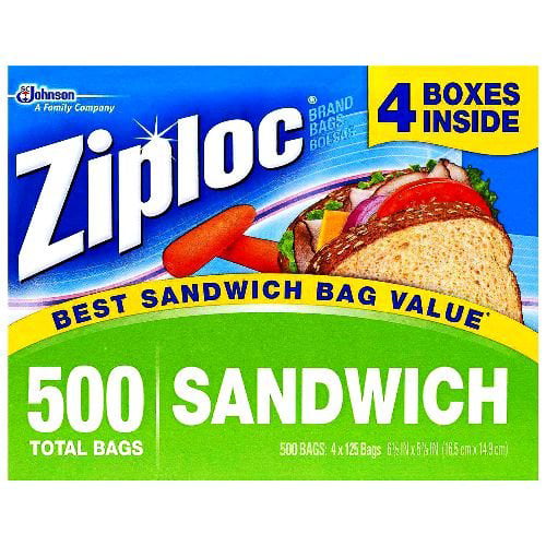 Bx Dmg Pack of 2 145 Count Ziploc Easy Open Tabs Sandwich Bags 290 