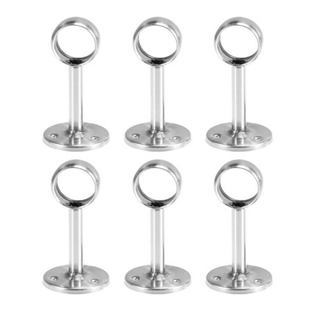 

NUOLUX 6pcs Stainless Steel Wardrobe Rod Rail Closet Rod Support Shelf Pipe Bracket Holder for Home