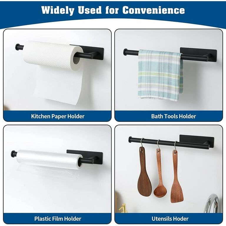 Paper Towel Holder Under Cabinet Paper Towel Rack for Kitchen Bathroom SUS304 Stainless Steel Matte Black