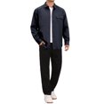 thumbnail image 2 of INSPIRE CHIC Men's Long Sleeve Button Down Solid Color Pocket Casual Shirt L Navy Blue, 2 of 6