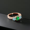 thumbnail image 3 of Gem Stone King 2.42 Ct Oval Green Nano Emerald Blue Zircon 18K Rose Gold Plated Silver Moissanite Ring (Size 7), 3 of 4