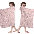 thumbnail image 4 of Pink Cow Cherry Pattern Hooded Bath Towel，60"x35" for Ages 3 To 12 Kids, Quick Dry Lightweight Soft Microfiber Hood Beach Towel Cover Up for Kids, 4 of 7