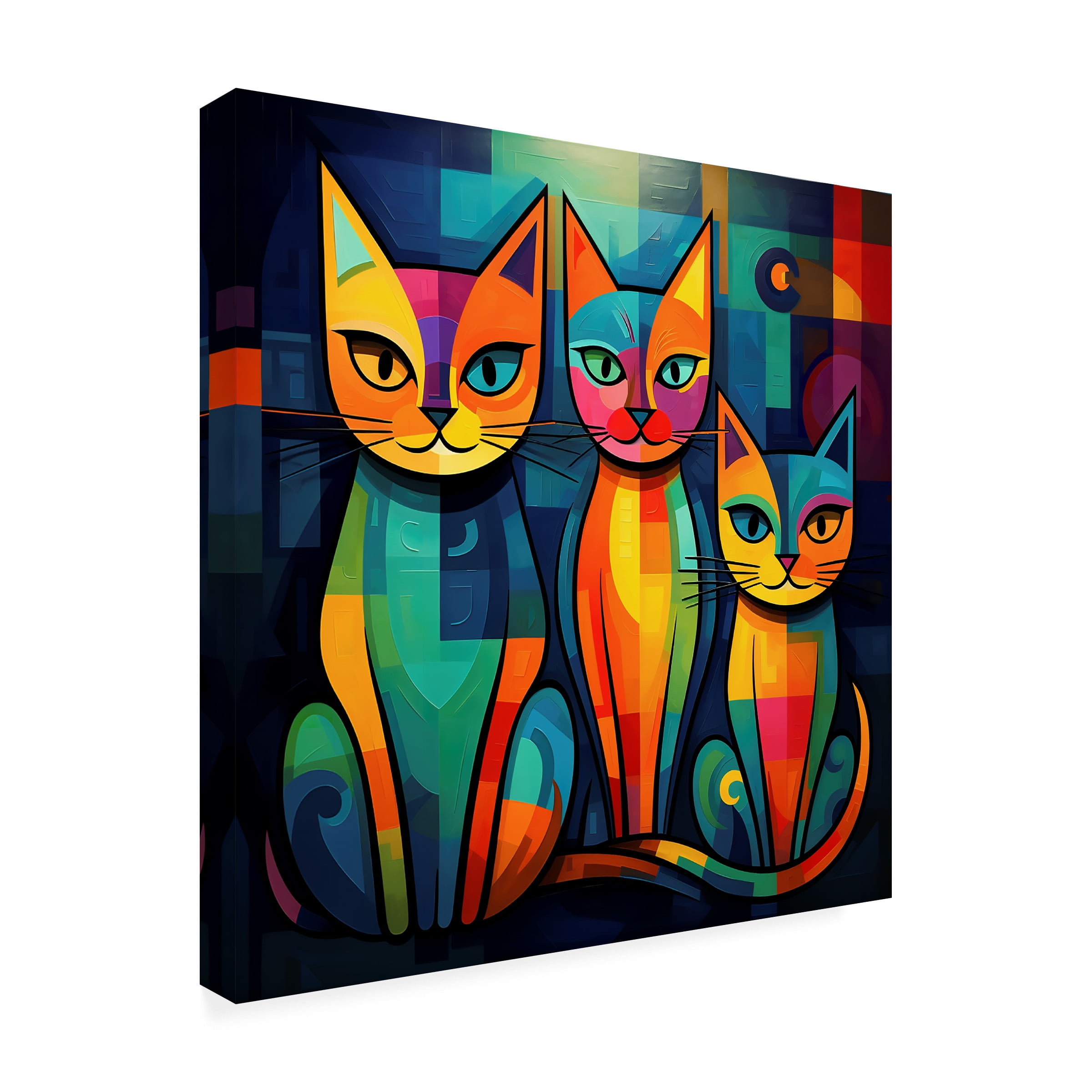 Canvas Wall Art - Ray Heere 'Colorful Cat 6' Wall Art for Living Room, Bedroom, or Office DÃ©cor by Trademark Fine Art - 18 x 18 Inches