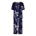 thumbnail image 3 of yievot Lounge Sets for Women Floral Printed Short Sleeve Shirts and Capri Pajamas Sets 2 Piece Sleepwear Loungewear, 3 of 5