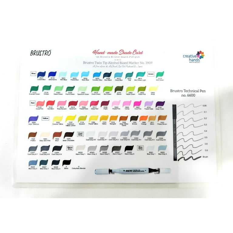 BRUSTRO Twin Tip Alcohol Based Marker Set of 12 - Pastel Tones in