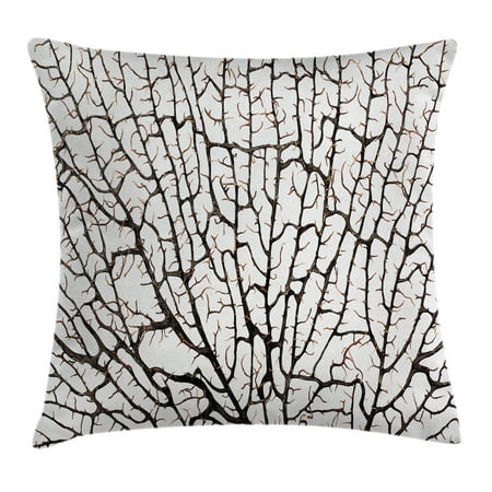 Beige Accent Pillows Old Forest Decor Throw Pillow Cushion Cover, Cracked Curly Coral Branch Like Earth Surface Tree of Life Nature Woods Theme, Decorative Square Accent Pillow Case, 18 X 18 Inches, Beige, by Ambesonne ()