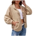 thumbnail image 1 of Chaquetas de manga larga para mujer Botón de color sólido Abrigo de solapa recreativo Tops Odeerbi ODB-2, 1 of 5