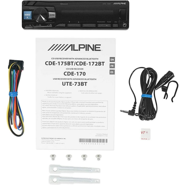 Alpine UTE-73BT Digital Media Bluetooth Car Stereo Receiver w/USB+