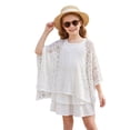 thumbnail image 2 of Swimsuit for Girls Youth Uv Cover Up Poncho Solid Color Knit Mesh Hooded Lightweight Versatile Girls Bathing Suit Size 7-8Y, 2 of 9