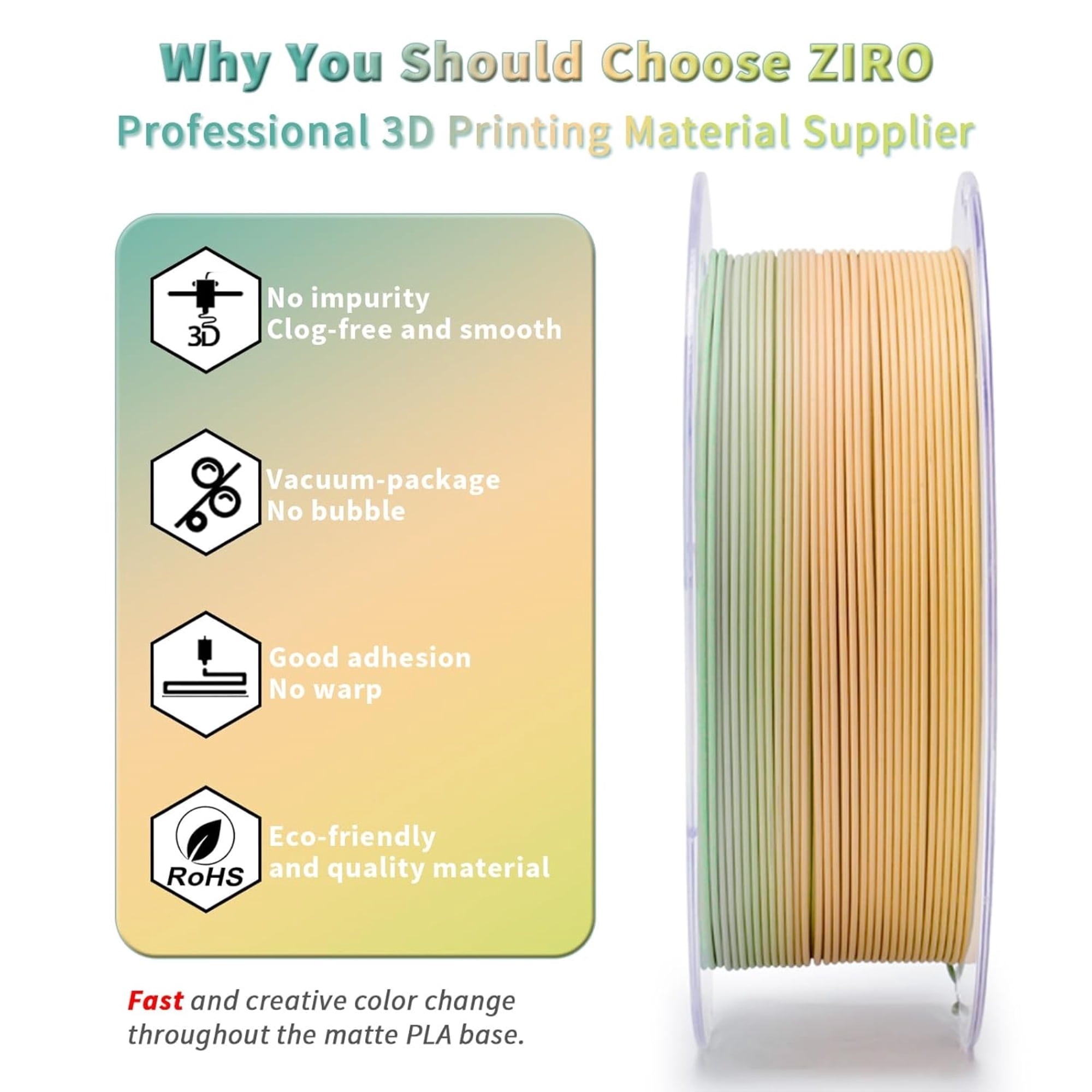 Ziro 3D Gradient Matte PLA 1.75mm 1kg, Cool daybreak