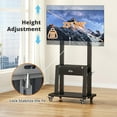 thumbnail image 7 of X-COSRACK Mobile TV Cart with Drawer & 2 Shelves for 23-75 Inch Flat/Curved Screens, Heavy Duty Rolling Floor TV Stand Holds up to 120 lbs, Adjustable Height, Max VESA 600x400mm, Black, 7 of 7