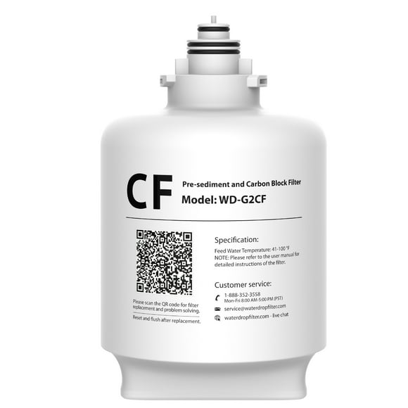 Waterdrop WD-G2CF Filtre Durée de Vie de 12 Mois, Remplacement pour Système d'Osmose Inverse WD-G2-B, WD-G2-W, WD-G2P600-W