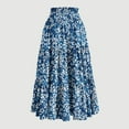 thumbnail image 3 of Women's Floral Tiered Ruffle Maxi Skirts Boho A Line Flared High Waist Vintage Flowy Long Skirt with Drawstring, 3 of 5