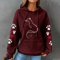 thumbnail image 2 of Women's Waffle Hoodies Sweatshirt Valentines Cute Heart Cat Paw Graphic Pullover Long Sleeve Hooded, 2 of 4