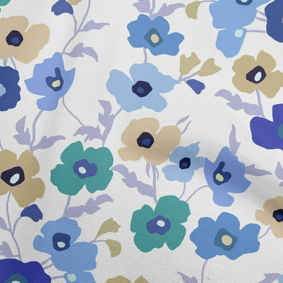 oneOone Polyester Spandex Blue Fabric Floral Sewing Material Print Fabric By The Yard 56 Inch Wide