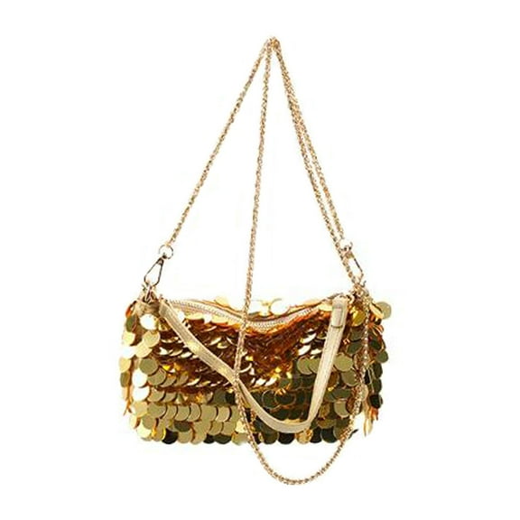 Women's Sequins Handbags Shoulder Bag Handle Clutches Wallets Bling Underarm Bag Argent