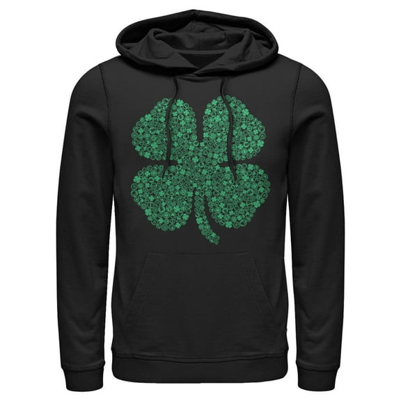 Men's Marvel St. Patrick's Day Hero Icon Clover  Pull Over Hoodie Black X Large