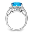 thumbnail image 6 of Auriga Fine Jewelry 925 Sterling Silver Rhodium Checker-Cut Swiss Blue Topaz & Diamond Ring for Women Size- 7, 6 of 6
