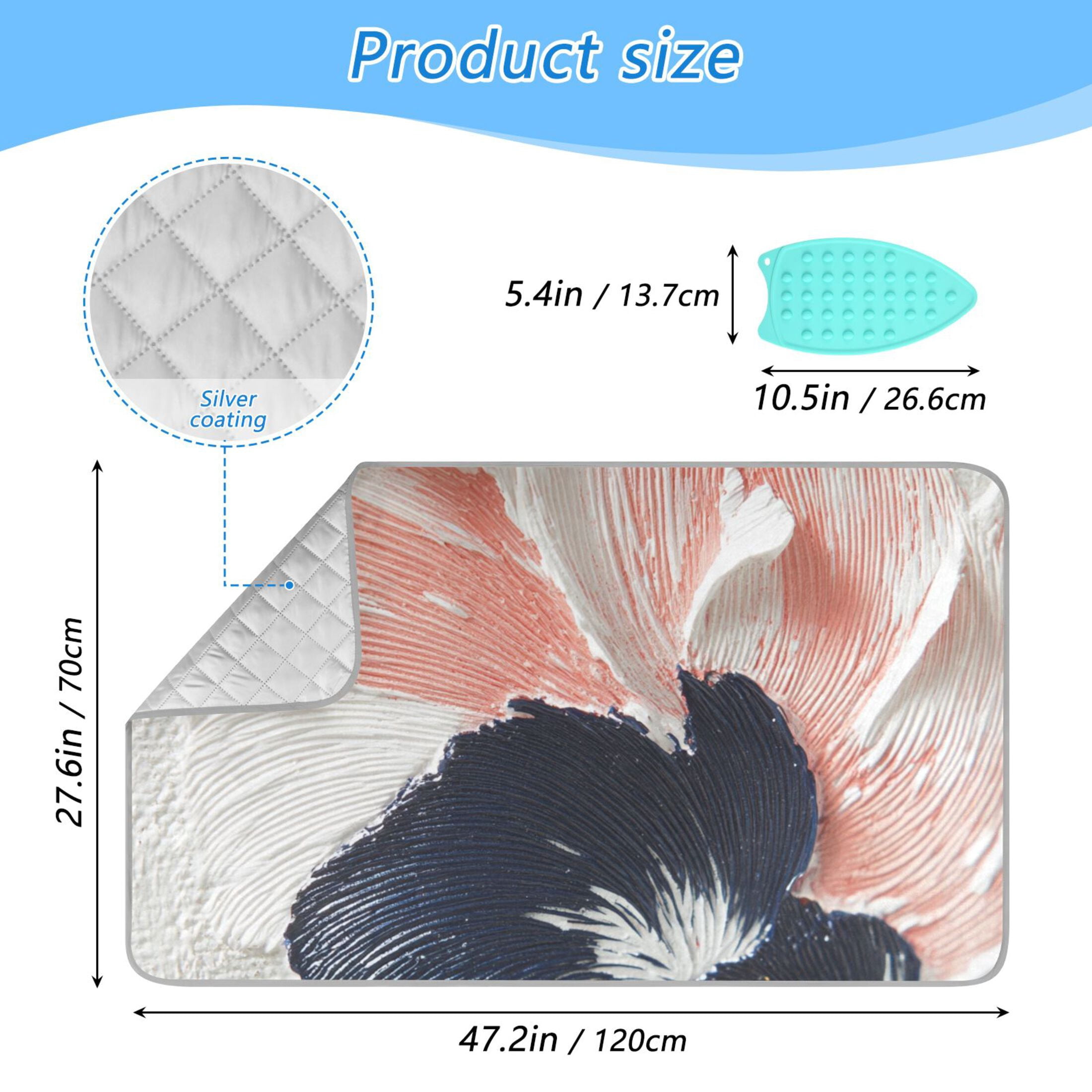 Pink and Blue Abstract Flower Ironing Mat Blanket for Table Top Travel Portable Ironing Board Pad 47.2x27.6 Inch