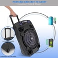 thumbnail image 5 of Portable Bluetooth PA Speaker System - 800W 12” Outdoor Bluetooth Speaker Portable PA System - Party Lights, USB SD Card Reader, FM Radio, Rolling Wheels - Wired microphone, Remote - Pyle PPHP127B, 5 of 7