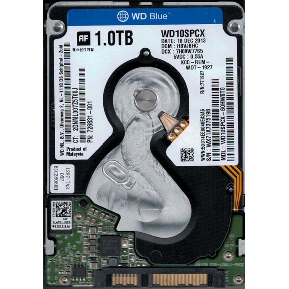 WD10SPCX-60HWST0 DCM: HBVJBHC WX71A Western Digital 1TB