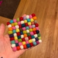 thumbnail image 6 of Coffee Table Coasters, Felt Coasters, Poms, 4*4in, Wool Felt, Heat Protection, Colorful Decor, Handmade, Square Shape, 3 Pc, 6 of 8