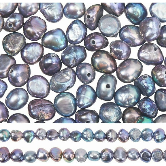 1 Box 120Pcs Baroque Black Pearl Natural Cultured Freshwater Pearls Nugget Shape Genuine Keshi Pearl Beads for Jewelry Making Bead Supplies DIY Crafts Bracelets Necklaces Earrings Gray