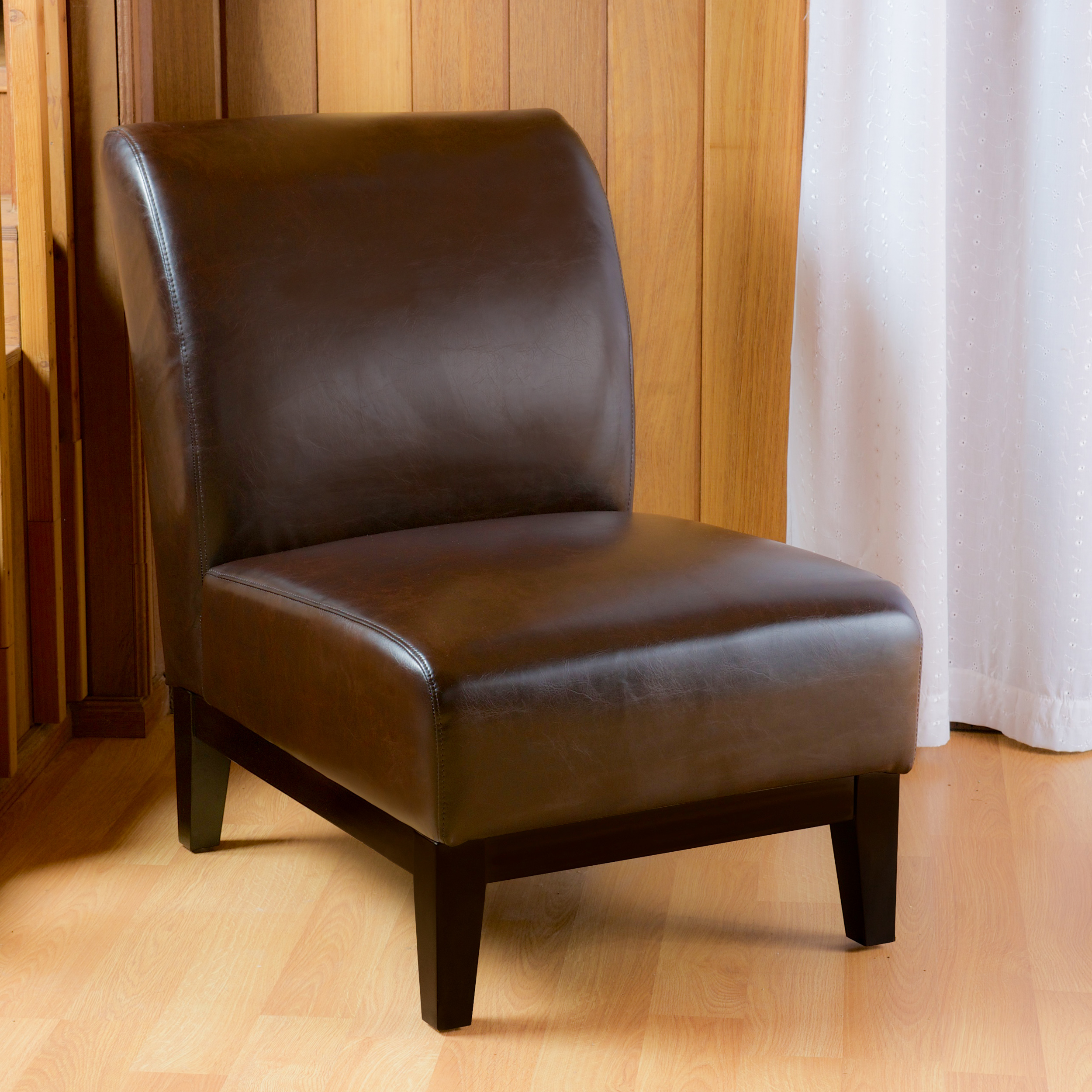 Noble House Danielle Brown Bonded Leather Slipper Accent Chair