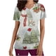 thumbnail image 1 of Tops Para Mujer Blusas Navideñas Camisas de Manga Corta Con Cuello en V Uniforme de Trabajo Bolsillo de Impresión Odeerbi ODB169827, 1 of 5