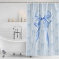 thumbnail image 3 of Cute Bow Shower Curtain, Waterproof Shower Curtains for Bathroom, Blue Bowknot Minimalist Solid Color Washable Fabric Bathtub Curtain Set Bath Decor with 12 Hooks Extra Long 72"x96", 3 of 8