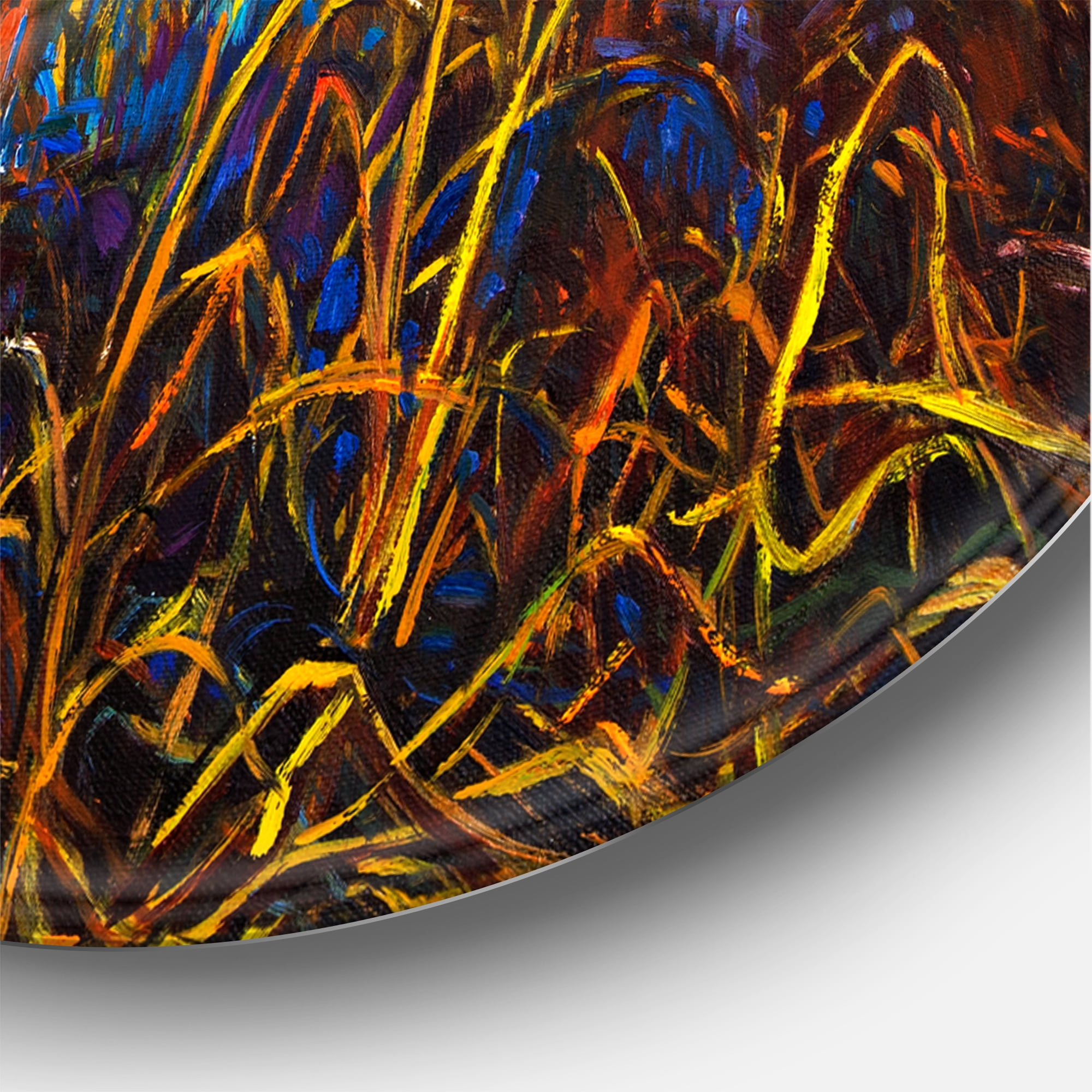 Designart 'A Light Blue Sky Over Orange Meadows' Traditional Circle Metal Wall Art 11x11 - Disc of 11