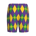 thumbnail image 2 of Haiem Mardi Gras Men's Pajama Short with Soft Woven Cotton Elastic Waistband Sleep Short-Small, 2 of 9