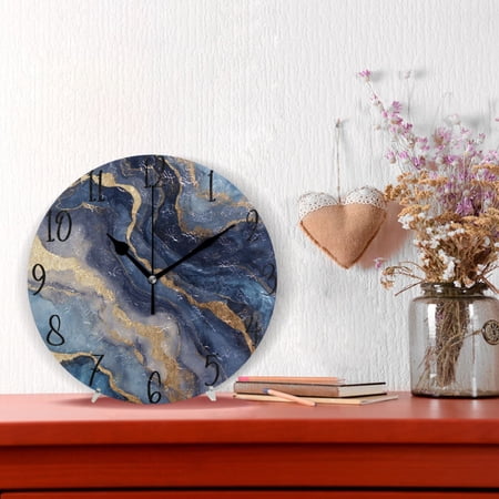 10 Quartz Indoor Wall Clock Silent Mechanism / Blue-purple Marbling