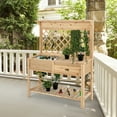 thumbnail image 4 of Gymax Wood Raised Garden Bed w/ Trellis Elevated Planter Box w/ Storage Shelf and Drawer, 4 of 10