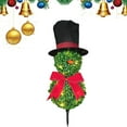thumbnail image 4 of Lighted Snowman Topiary Tree Outdoor Decor 20.86 Inch Artificial Boxwood Christmas Topiary with Lights Red Bow Santa Hat and Ground Stake for Indoor Outdoor Home Porch Yard and Garden Holiday Display, 4 of 8