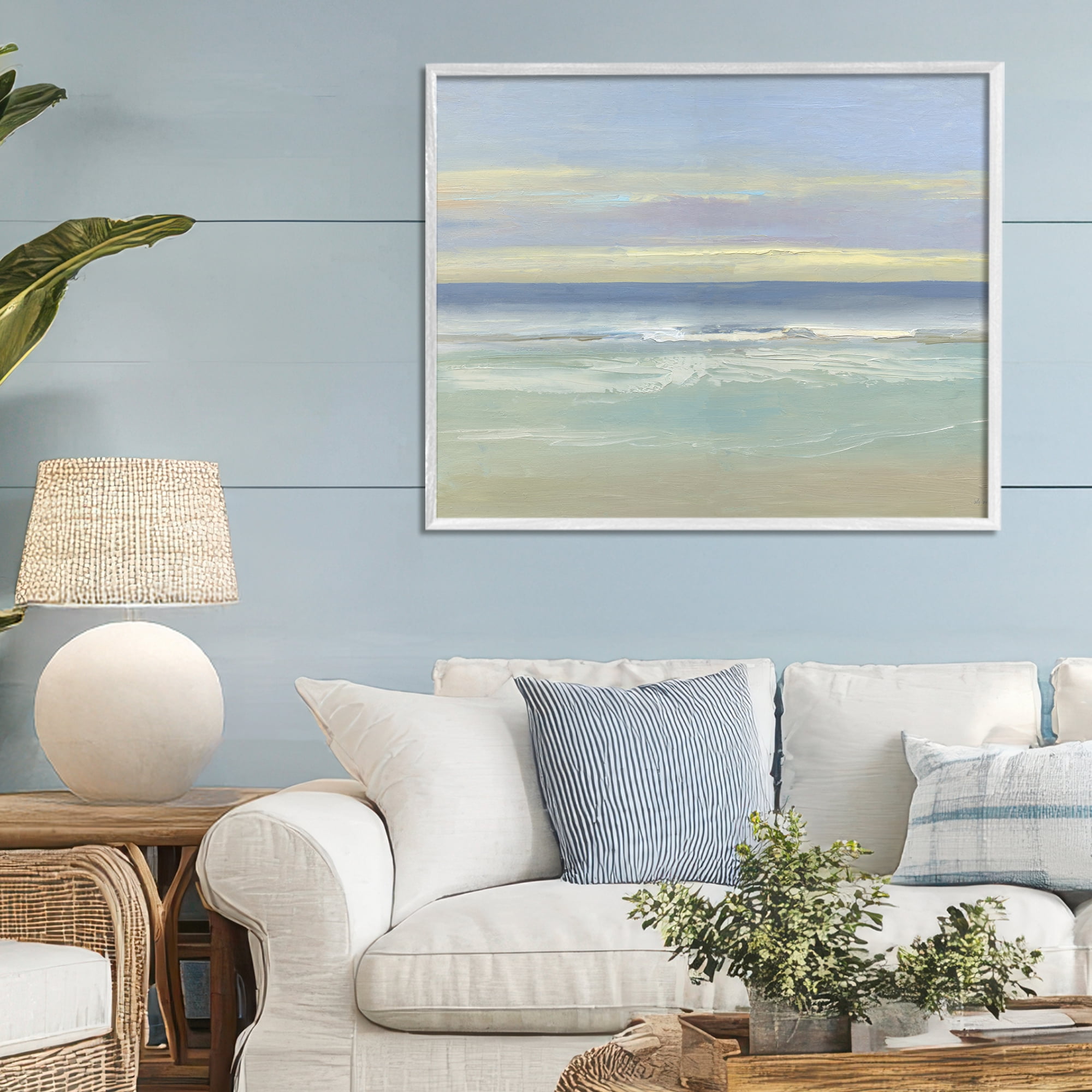 Stupell Industries Tranquil Coastal Morning Waves White Framed Giclee Art, design by Sally Swatland