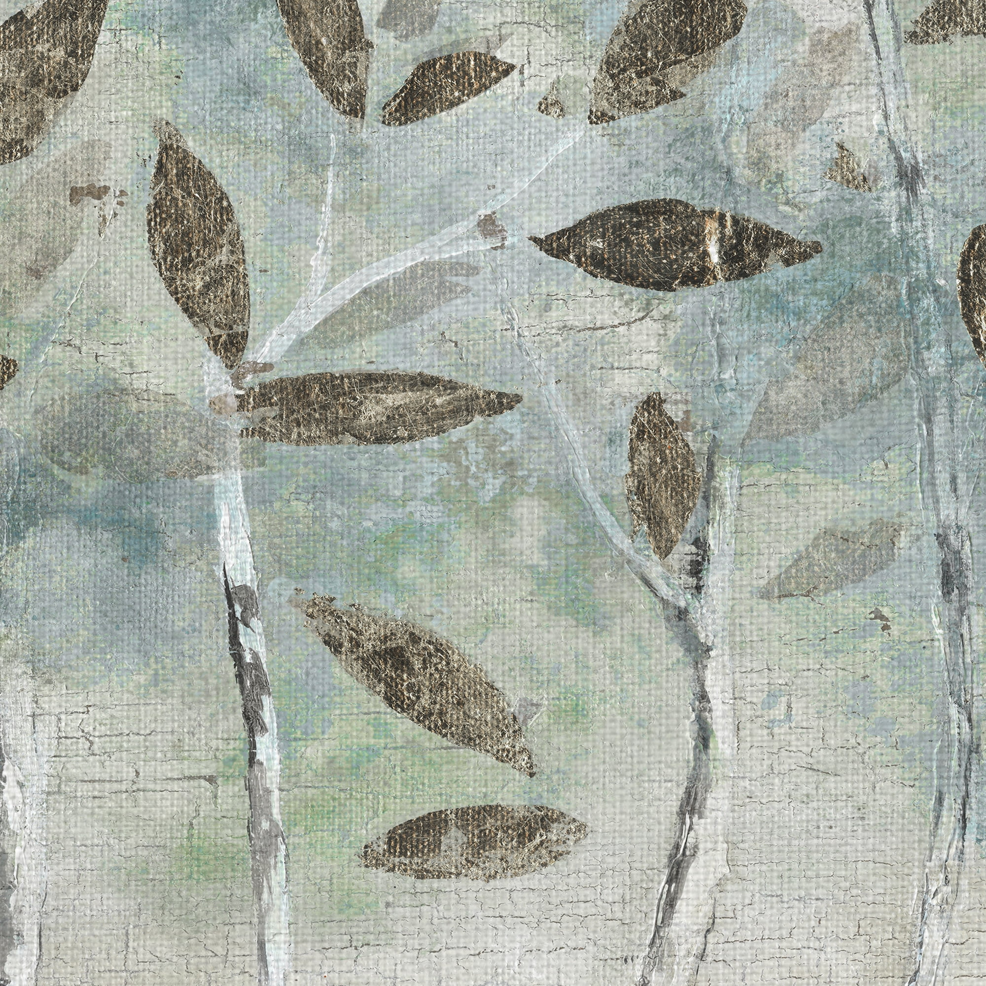 Masterpiece Art Gallery Rain Soft Woods Tree Trunks & Leaves by Galaxy of Graphics Canvas Art Print 24" x 36"
