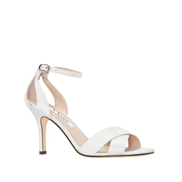 NINA NEW YORK Womens Ivory Crisscross Straps Ankle Strap Padded Venus Round Toe Stiletto Buckle Dress Sandals Shoes 8.5 M