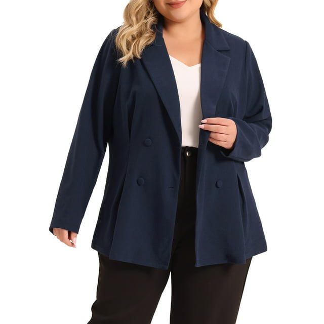 Unique Bargains Blazer Grande Taille pour Femmes Veste de Travail à Double Boutonnage 2023