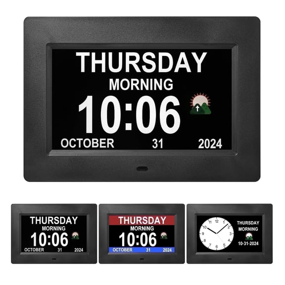 Memwake Digital Clock with Date,Multiple Display Modes,Auto Brightness, Multiple Alarms,Suitable for the Elderly and Alzheimer's Patients.